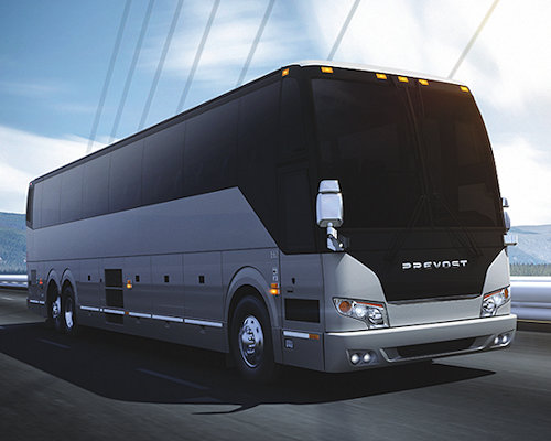Prevost has launched the most advanced driver safety assistance suite in the motorcoach industry, Prevost Driver Assist™. The electronic system works with the driver to mitigate challenging situations, including lane departure and potential frontal incidents. Its heads-up display is the industry's first.