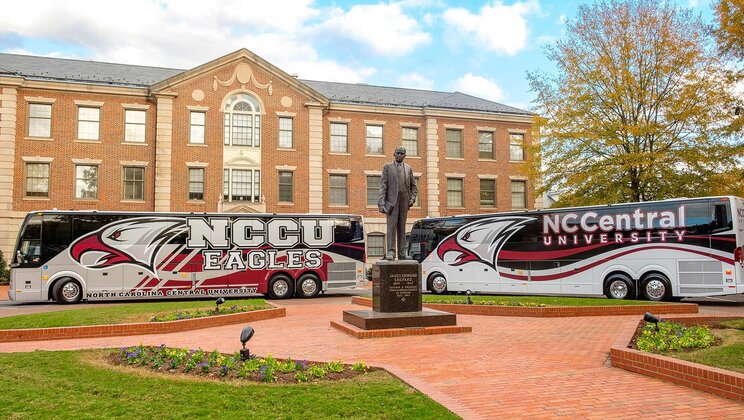 Prevost announced North Carolina Central University (NCCU) in Durham, NC, has taken delivery of two 2020 H3-45 coaches to be used for student transportation.